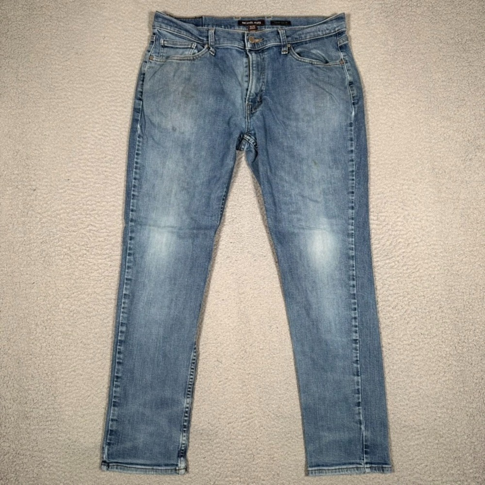 Michael Kors Jeans Mens 33x28 Blue Parker Slim Fit Denim 5 Pocket Preppy Logo